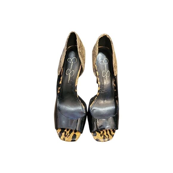 Jessica Simpson Bede2 Snake Leopard Black Colorblock Platform Heels 8 - Picture 6 of 11